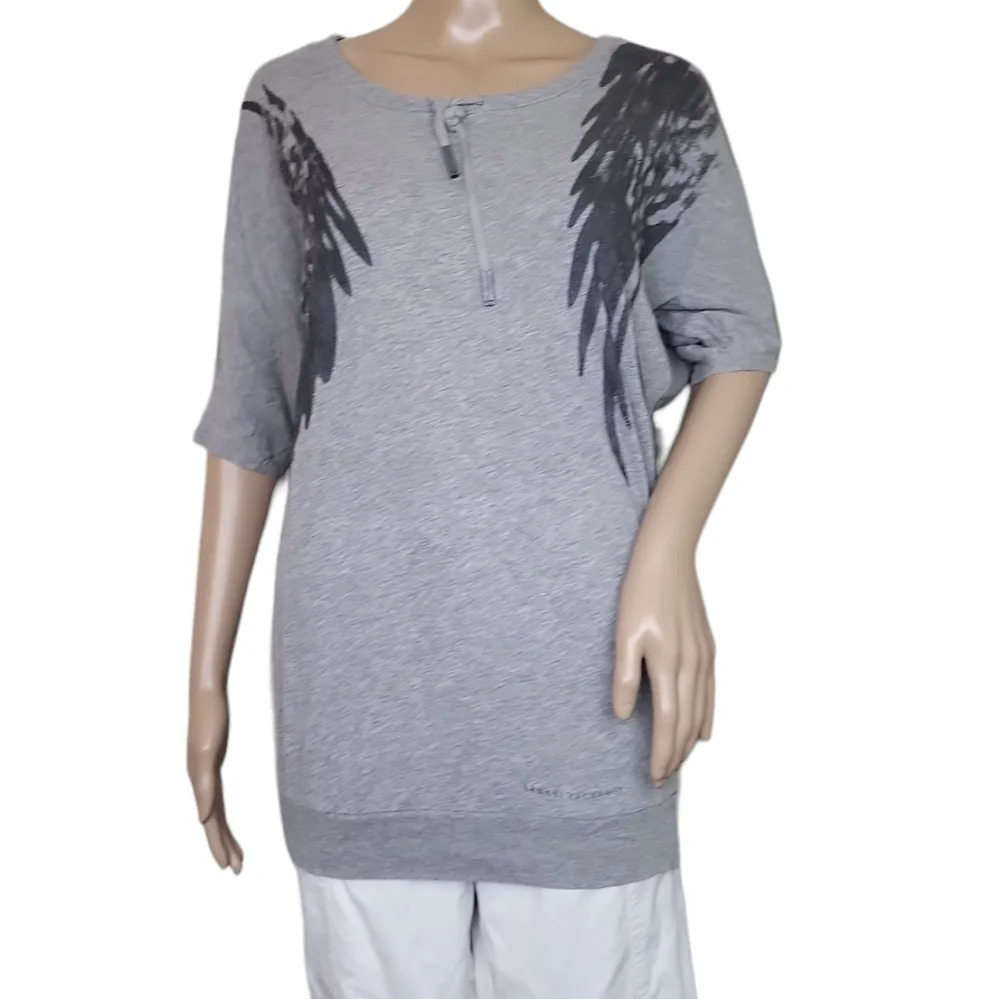 A/X Armani Exchange Heathered Gray Angel Wing Tee XS
